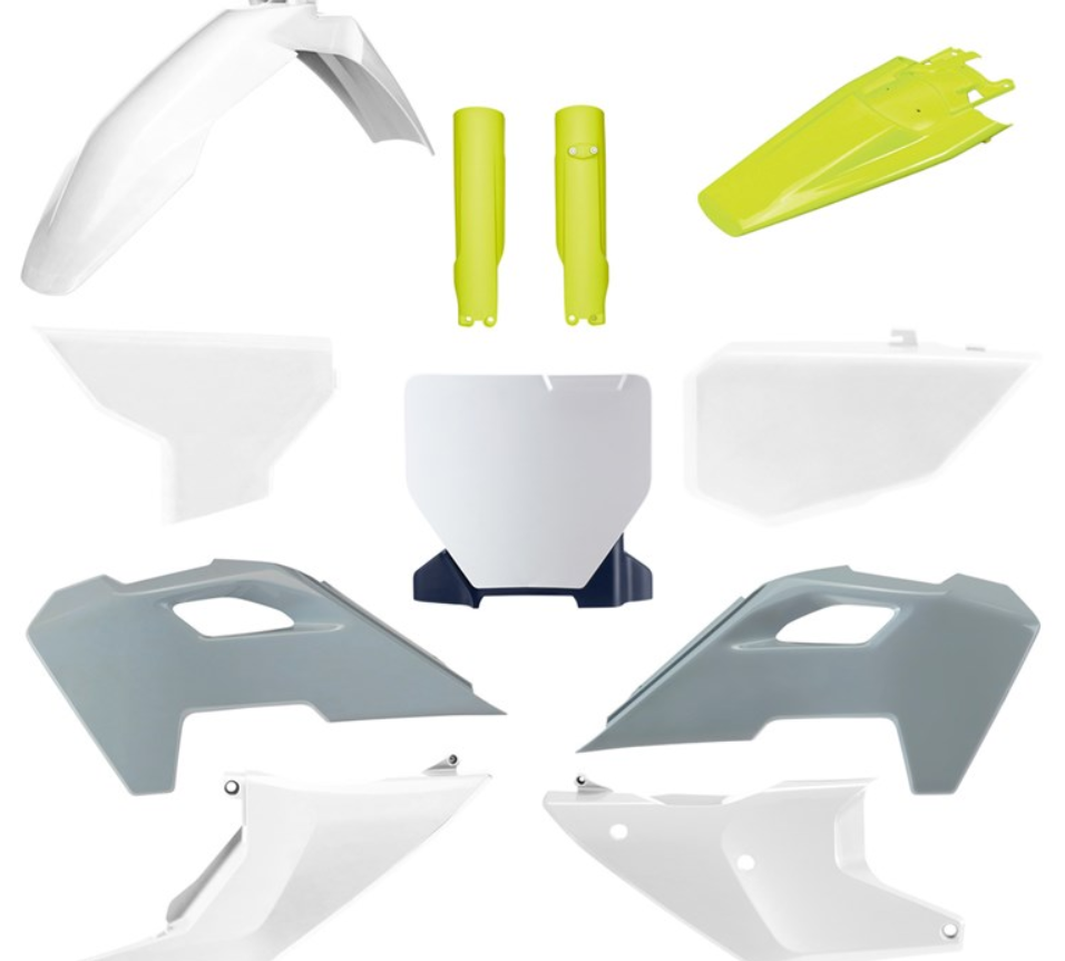 BOX KIT INC FORK GUARDS HUSQVARNA TC/FC 23-24. CLICK FOR COLOUR OPTIONS.