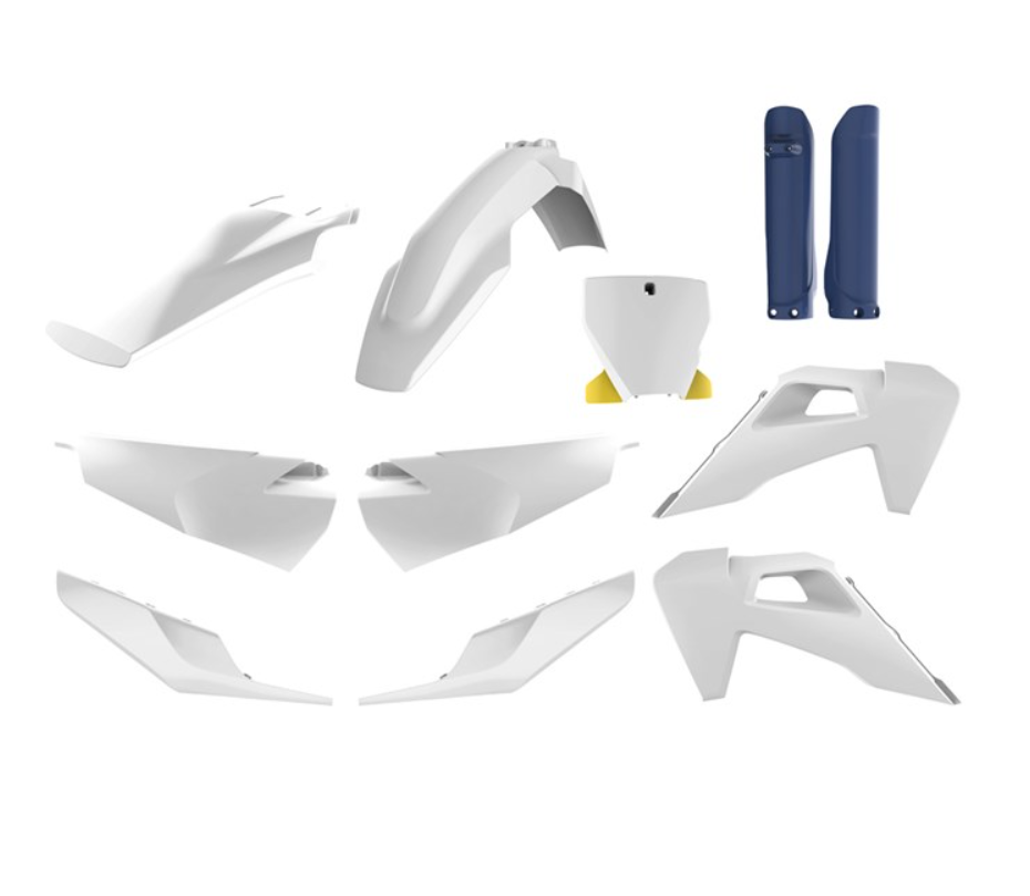 BOX KIT INC FORK GUARDS HUSQVARNA TC/FC/TX/FX 19-22. CLICK FOR COLOUR OPTIONS.