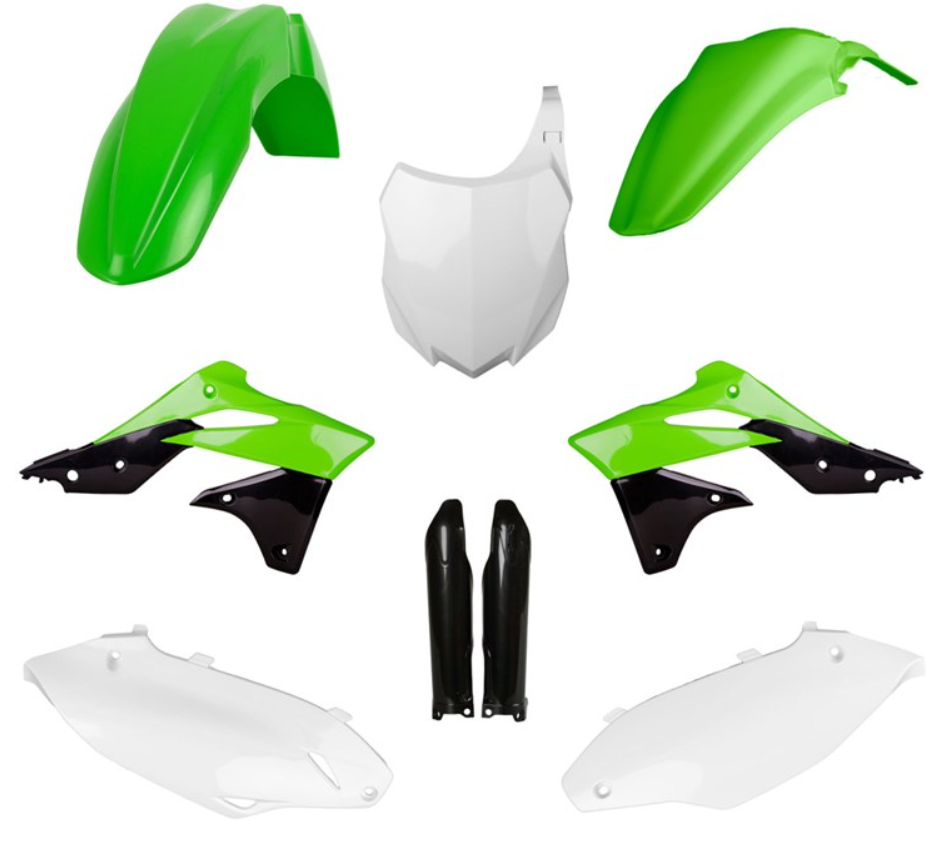 BOX KIT INC FORK GUARDS KAWASAKI KX250F 13-16. CLICK FOR COLOUR OPTIONS.