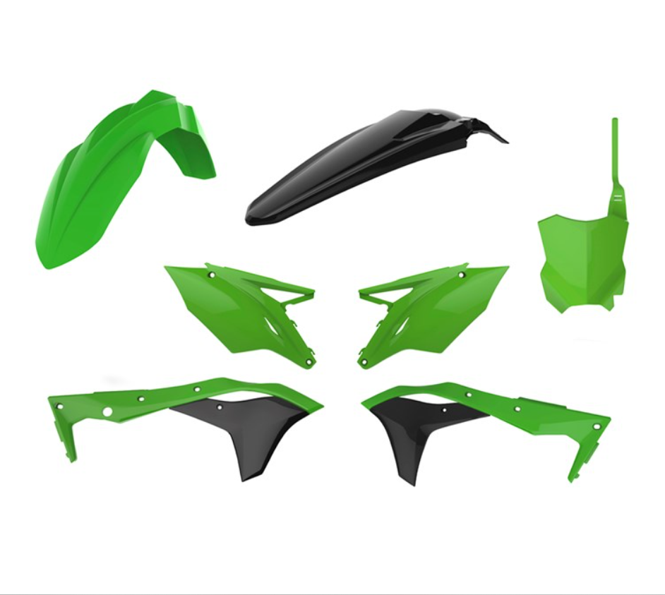BOX KIT INC FORK GUARDS KAWASAKI KX250F 17-20. CLICK FOR COLOUR OPTIONS.