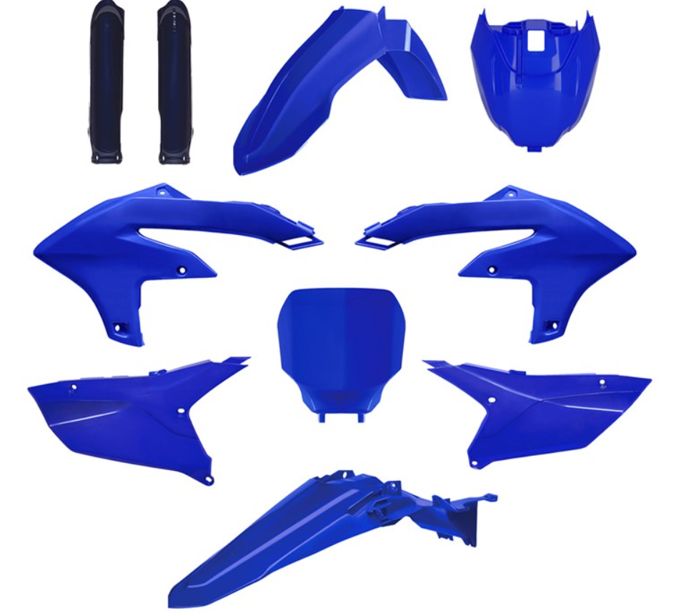 BOX KIT INC FORK GUARDS YAMAHA YZ250F 24-25, YZ450F 23-25, YZ250FX 2025, YZ450FX 24-25 BLUE OEM 26. CLICK FOR COLOUR OPTIONS.