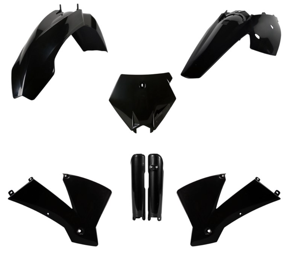 BOX KIT INC FORK GUARDS KTM SX 03-04, EXC/EXC-F 04. CLICK FOR COLOUR OPTIONS.