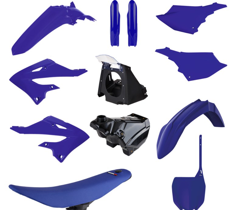 BOX KIT YAMAHA YZ125/250 02-21, RESTYLE KIT 3 INC TANK & SEAT (22-26). CLICK FOR COLOUR OPTIONS.