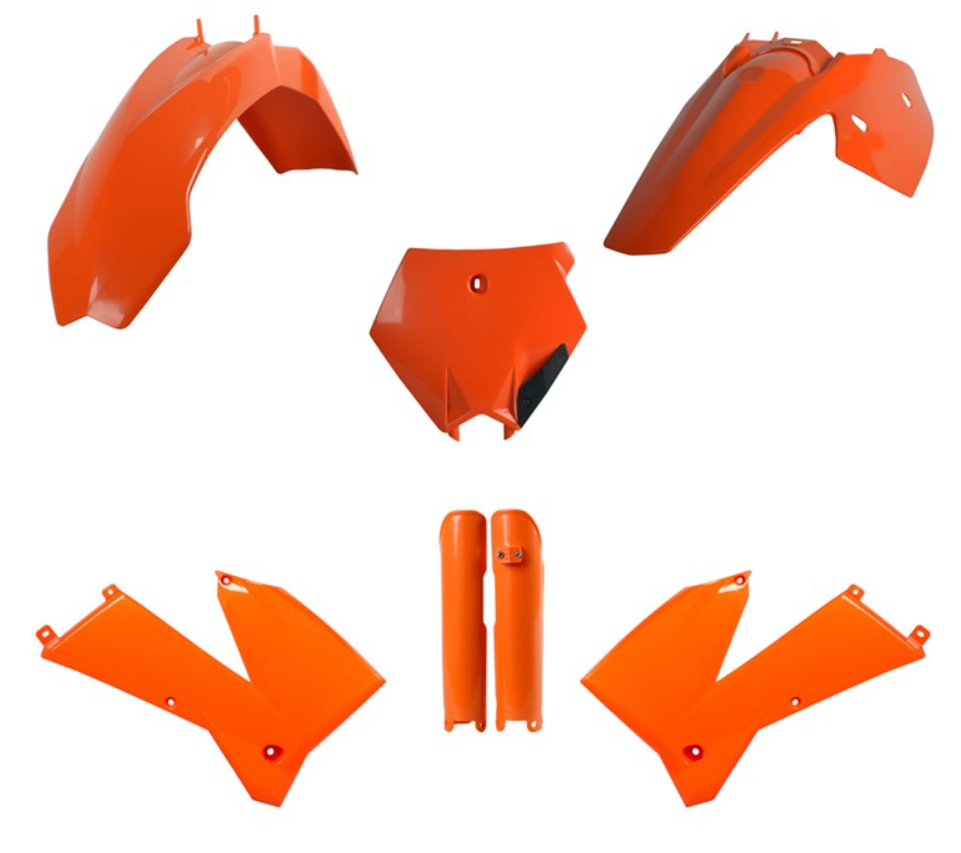 BOX KIT INC FORK GUARDS KTM SX 05-06, EXC 05-07. CLICK FOR COLOUR OPTIONS.