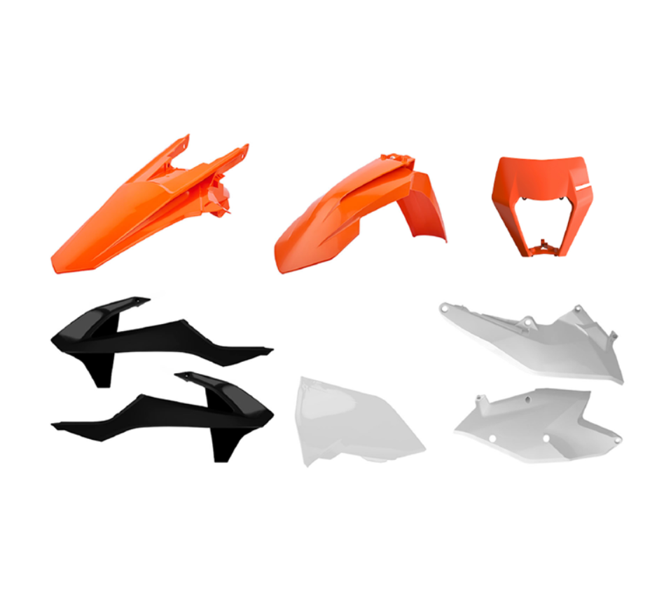 Orange Full Plastic Kit For KTM EXC XC-W 2008-2011 – Includes Fork Guards, Headlight Mask & Airbox