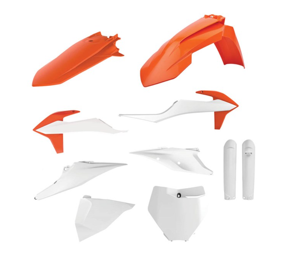 BOX KIT INC FORK GUARDS KTM SX/SX-F/XC/XC-F 19-22. CLICK FOR COLOUR OPTIONS.