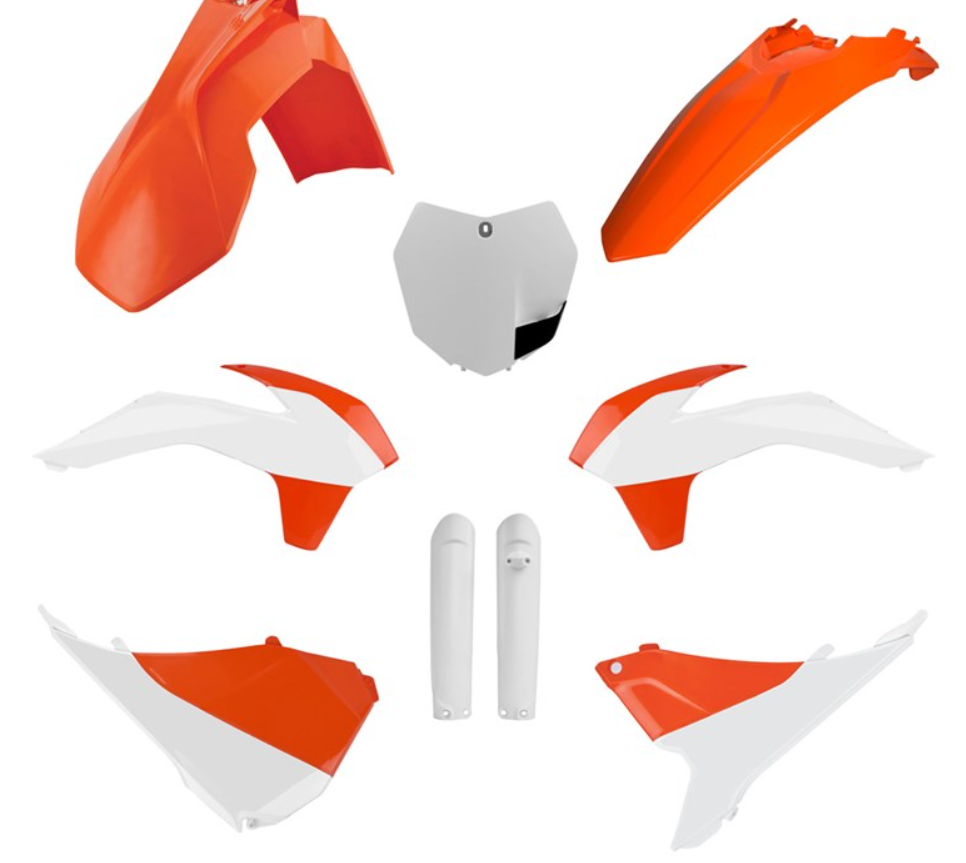 BOX KIT INC FORK GUARDS KTM SX/SX-F/XC/XC-F 2015, SX250 2016. CLICK FOR COLOUR OPTIONS.